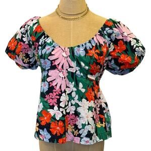 OLD NAVY Floral  Smocked back Top Shirt Blouse women size XS Tomato Girl Summer
